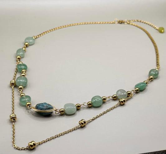 „Naszyjnik z awenturynu Aventurine Flow z oplatanym kamieniem – biżuteria premium”

„Delikatny naszyjnik z awenturynu i złotych elementów – kolekcja High Vibes”

„Zbliżenie naszyjnika z naturalnego awenturynu z centralnym oplatanym kamieniem”